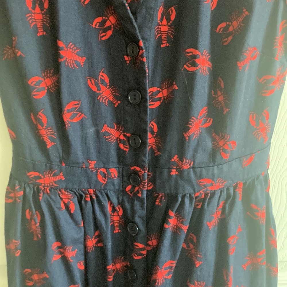 Modcloth Navy and Red Lobster Print Dress - Picture 3 of 5
